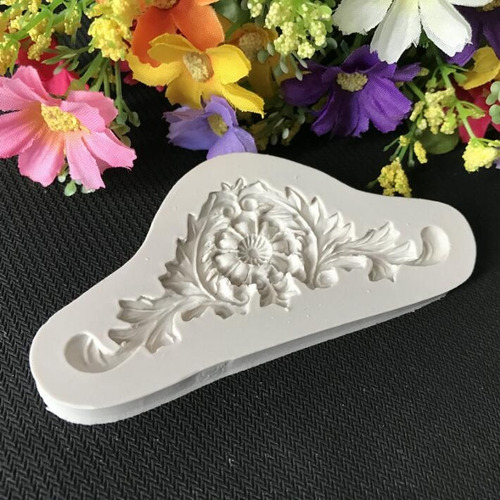 2 Pcs Vintage Embossed Fondant Silicone Mold Court Lace Flow