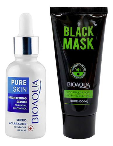 Mascarilla Negra Bioaqua + Serum Antiacné Pure Skin Bioaqua