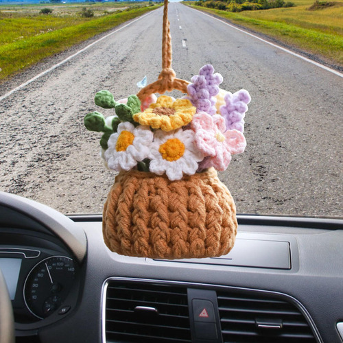 Accesorios De Espejo De Coche De Ganchillo Plantas En Maceta