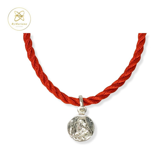Imagen 4 de 8 de Pulsera Plata Hilo Seda Rojo Con Dije San Benito