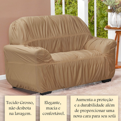 Capa De Sofá King 2 Lugares Elasticada Malha Varias Cores