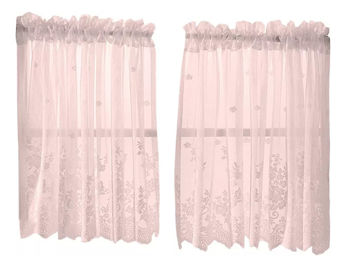 Cortina Para Ventana Bordada Voile Sheer Curer Valance Tiers