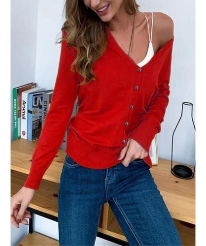 Newn Sueter Sueter Mujer Moda Sueter Dama Abierto Cierres