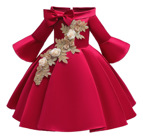 Satin Children's Evening Dress Puffy Princess Dress