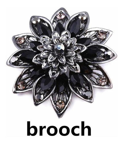 Collar Flor Dalia Negra Cristales Negro Collar/broche Unisex | Meses sin  intereses