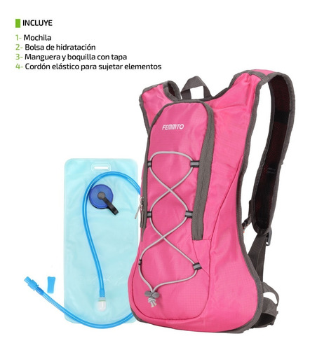 Imagen 8 de 9 de Mochila Hidratante 2lts Running Senderismo Ciclismo Trekking