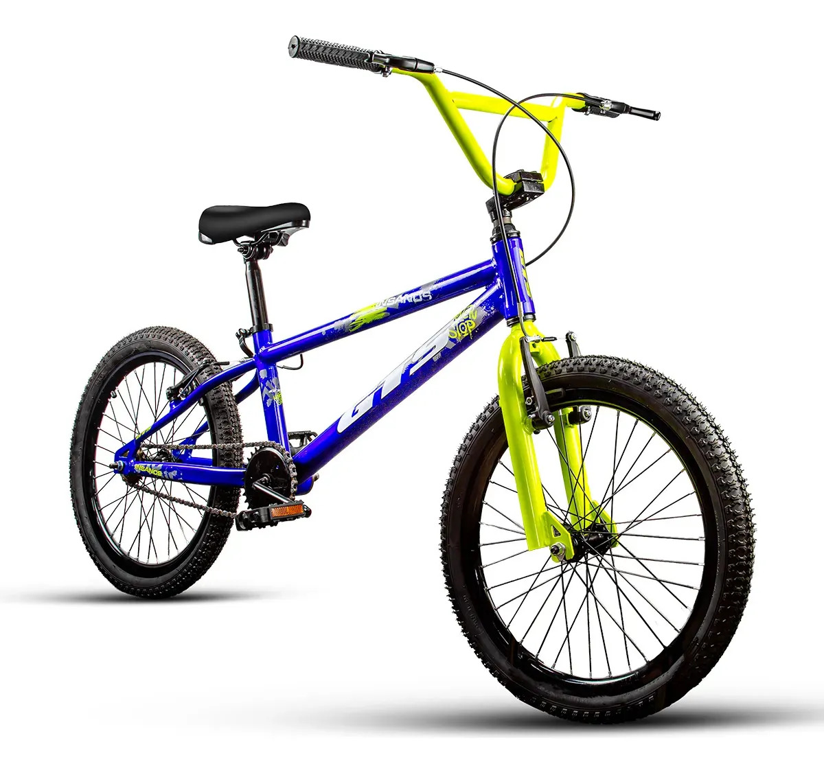 Bicicleta Bmx Aro 20 Pro Gts Insanos Alumínio Freio V-brake Azul Com Amarelo 20