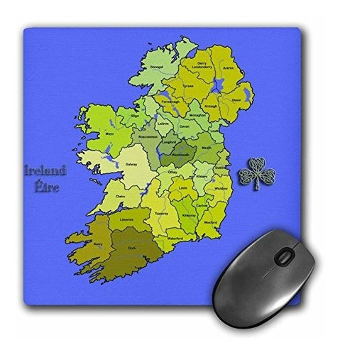 3drose Mouse Pad Colorido Mapa Verde De Toda Irlanda, La Rep