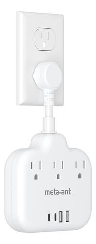 Enchufe Inteligente Marca Meta-ant/3 Tomas/4 Usb/blanco
