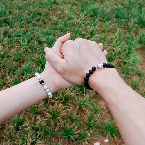 Imagen 5 de 10 de Pulseras De Pareja Piedra Natural Imán Regalo San Valentín