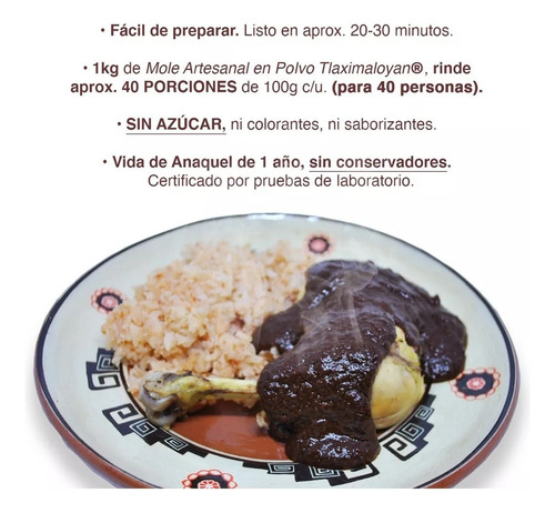 Mole En Polvo Artesanal Tlaximaloyan Sin AzĂșcar 1 Kg