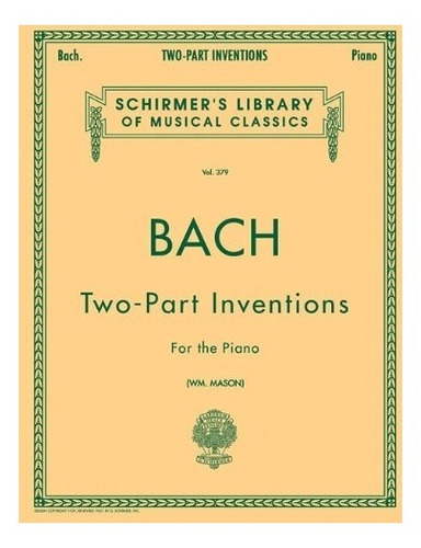 Book : Bach Two-part Inventions For The Piano (schirmers...