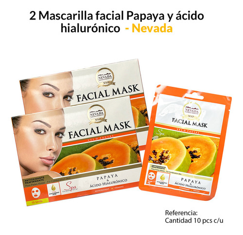 2 Velo Facial Extracto De Papaya Y Ácido Hialurónico 10und