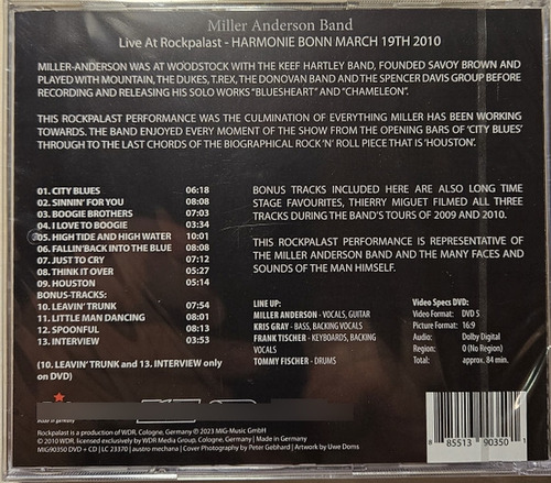 Cd Live At Rockpalast 2010 (miller Anderson Band) Estándar