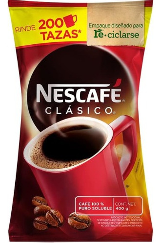 Bebida Soluble Nescafé Clásico Sabor Y Aroma Único 400g