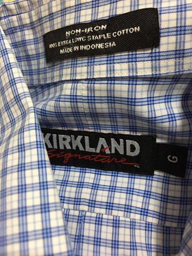 Kirkland Camisa Para Caballero Talla G Azul-blanco A Cuadros