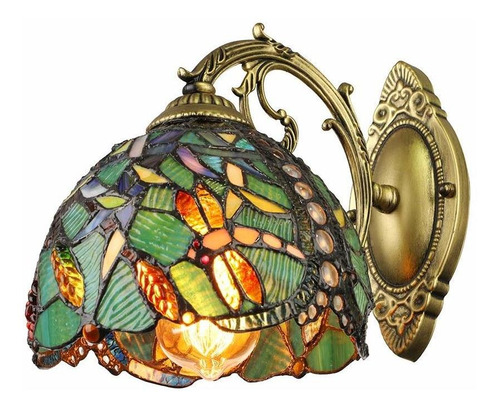 Lampara Pared Libelula Turquesa Estilo Tiffany 8.0 in Ancho