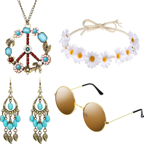 El Conjunto De Disfraz Hicarer Hippie Incluye Gafas De Sol, 