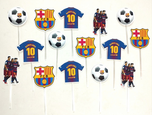 Pack 15 Toppers Para Cupcakes Muffin Fútbol Barcelona Pelota