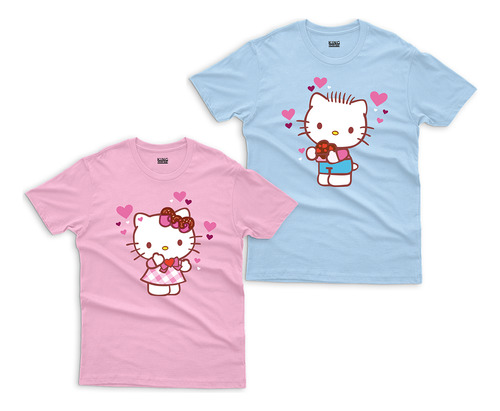 Combo Playeras Pareja Sanrio Helo Kitty Novios San Valentin