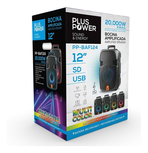 Imagen 4 de 5 de Corneta Amplificada 12´´ Plus Power (20.000w) Led Multicolor