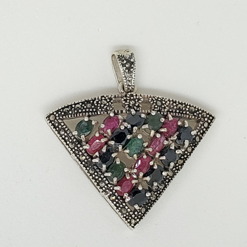 Imagen 3 de 7 de Dije Plata Raices Triangulo Piedra Varios Colores