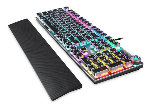 Teclado gamer Aula F2088 QWERTY Aula Blue inglés US color negro con luz RGB