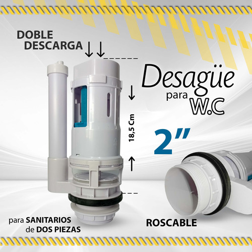 Desague P/wc Aquafina D 2 Doble Des 18.5cm Alto Rosca/ 09472