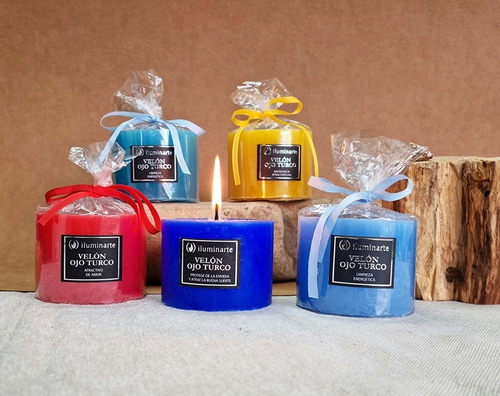 Imagen 6 de 6 de Pack Velón Ojo Turco Aromático Iluminarte X 3 Unidades.