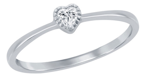 Ring Classic W-2749-9 Para Mujer, Plata, Forma De Corazón, C