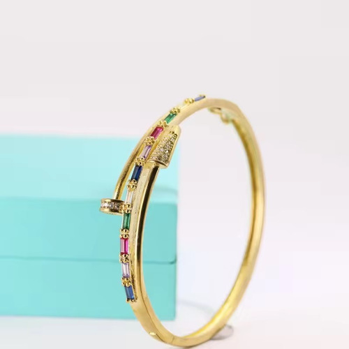 Bracelete Pedra Zircônia Colorida Debutante Prego Presente Comprimento 18 Cm Diâmetro 18 Cm