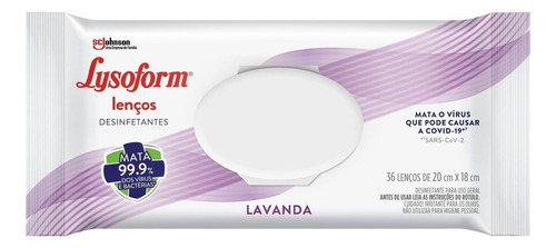 Lysoform lenço umedecido desinfetante lavanda com 36 unidades