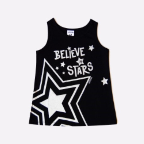 Musculosa Negra Estampado Estrella - Jersey Chica Grisino