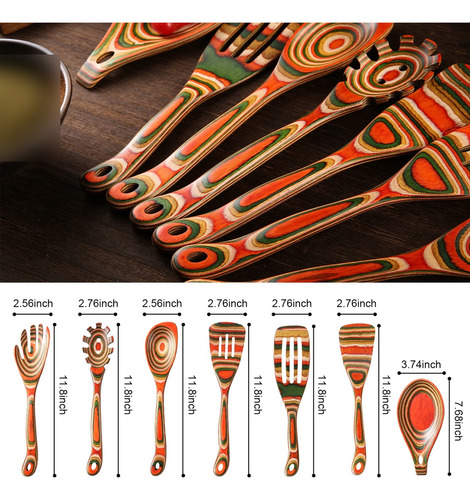 Juego De Utensilios De Cocina De Madera, 7 Piezas