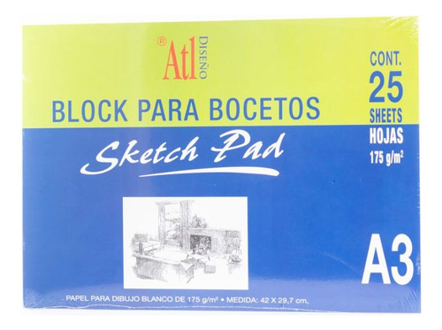 Block Bocetos Dibujo Acuarela Atl Lapices Sketchbook 175g A3