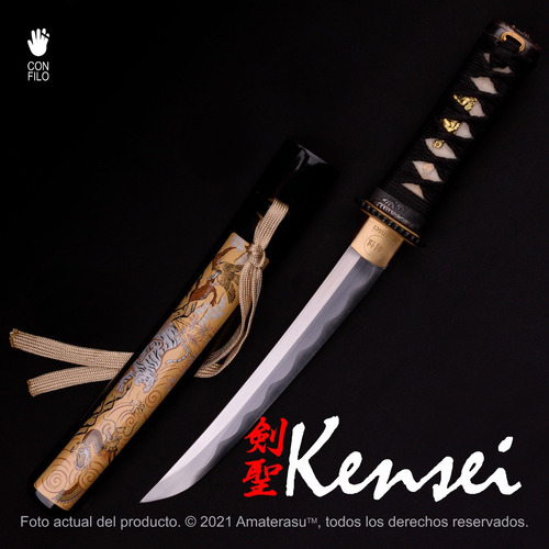 Imagen 2 de 10 de Katana Tanto Tora Full Tang Filo Extremo Kensei Hand Made