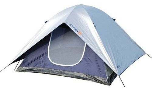 Barraca 4 Lugares Camping Mor Luna Impermeável Sobreteto Cor Prata/azul