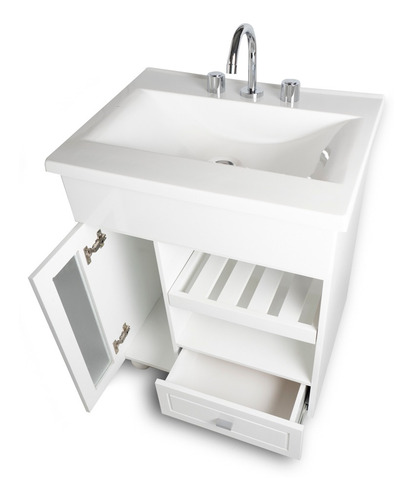 Vanitory 100% Laqueado Puerta Vidrio 60cm (mueble Solo)