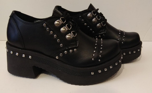 Zapato Acordonado Con Taco Charol Savage Mujer 35 Al 40