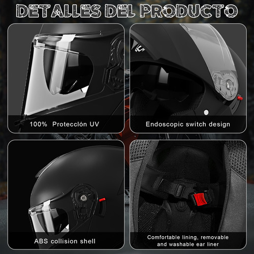 Casco De Motocicleta Visor Solar Integral Aprobad Por El Dot Negro Mate Solido 2xl