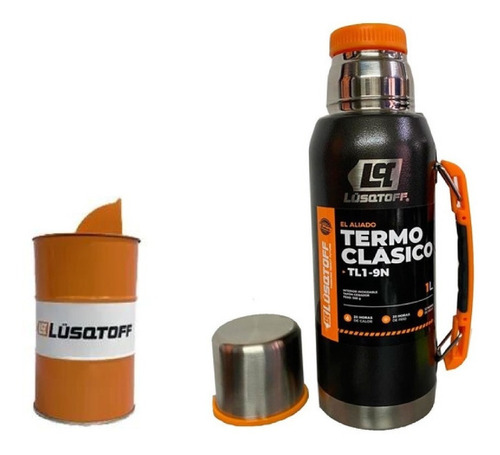 Termo Acero Inox 1l  Lusqtoff Negro Frio Calor + Yerbera