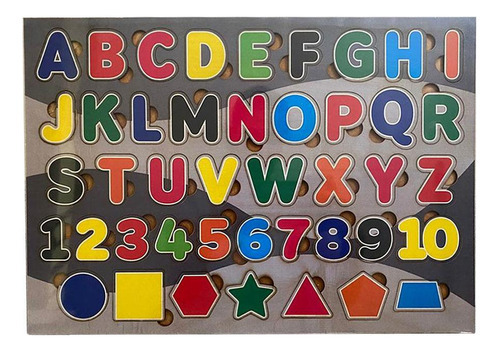 Painel Montessori Encaixe Alfabeto Números, Letras E Figuras