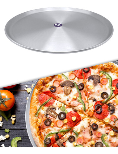 Charola Para Hornear Pizza De 30 Cm, Bandeja De Aluminio Color Gris