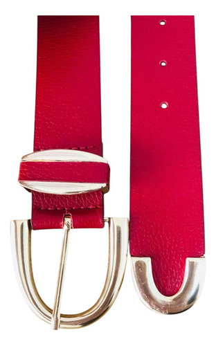 Cinto Feminino Camarim Em Couro Com Fivela Metal Padrão Vermelho Liso G