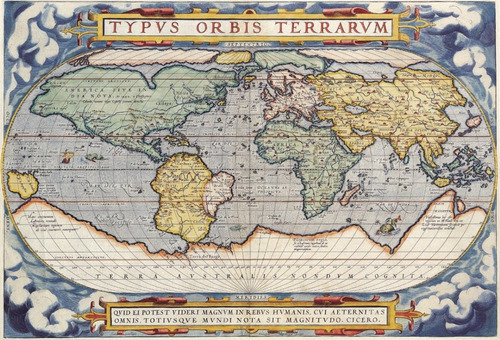 Mapamundi Orbis Terrarum Vinilo Decorativo 90 X 63 Cm