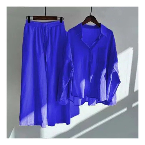 Conjunto De Camisa Y Pantalón De Lino Y Algodón Para Mujer