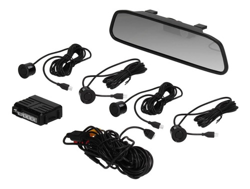 Imagen 1 de 4 de Kit Espejo Retrovisor + Sensores De Estacionamiento Negro