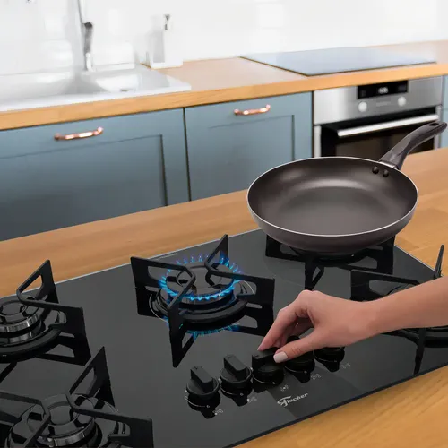 Iron Sem Cooktop a Gás Fischer 5 Bocas Fit Line Trempe Iron | Parcelamento sem juros