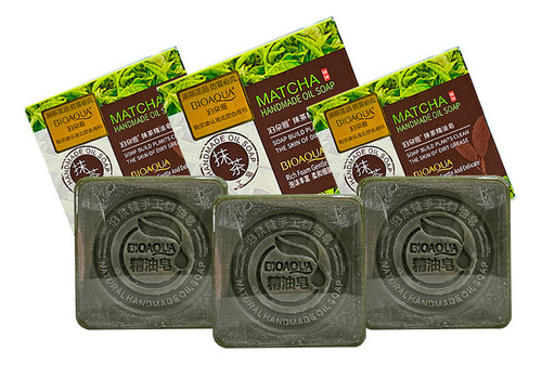 3 Jabón Natural Te Verde Matcha Bioaqua 100g Desintoxicante