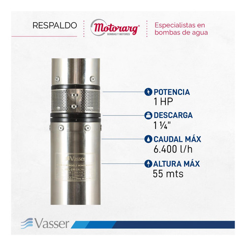 Imagen 2 de 11 de Bomba Sumergible De Pozo Vasser Motorarg Bs4100 +tablero 1 H